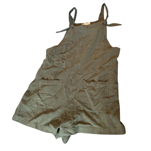 Altar’d State Green Linen Overall Romper Small - Picture 2 of 12